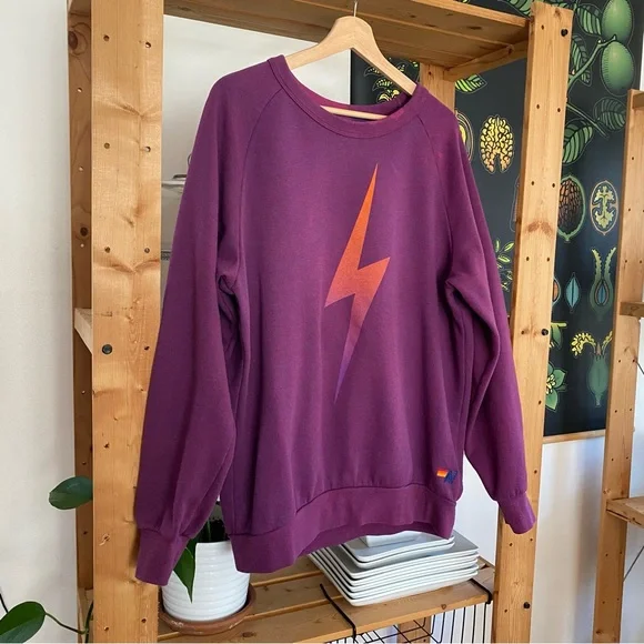 Aviator Nation Purple Orange Bolt Fade Sweatshirt - Picture 5 of 15